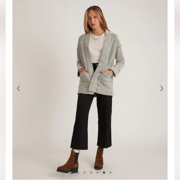 Marine Layer Sweaters - MARINE LAYER Birdseye Cardigan in Black/White Contrast. Size Small